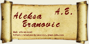 Aleksa Branović vizit kartica